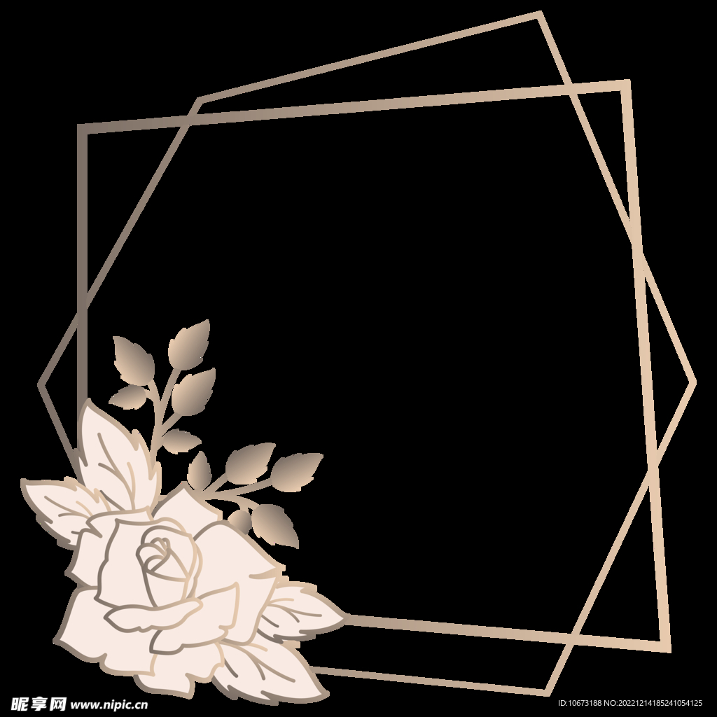 金色边框植物花环