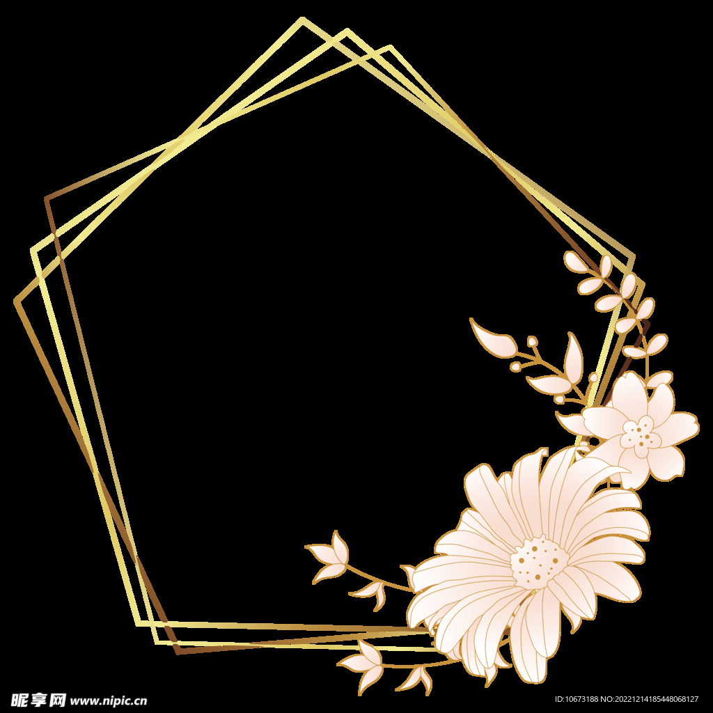 植物金色边框花环