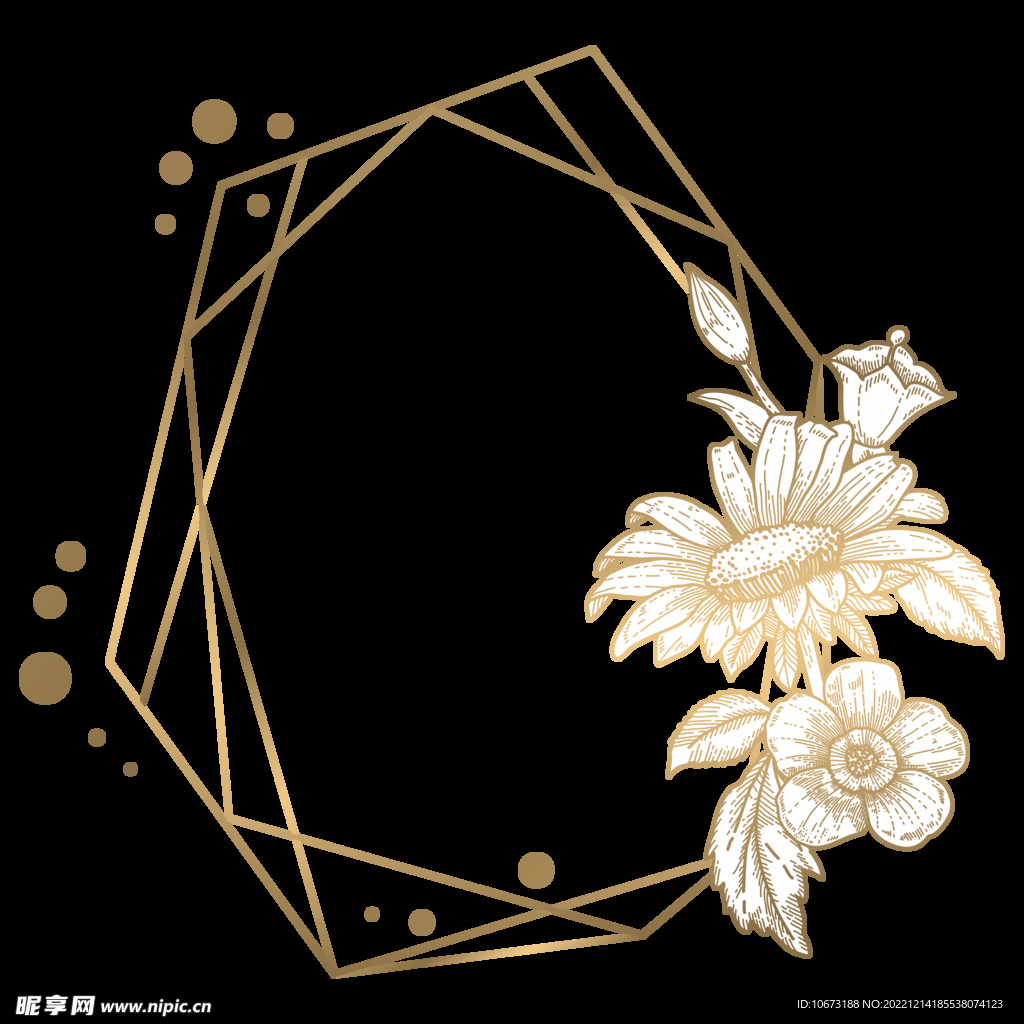 植物金色边框花环