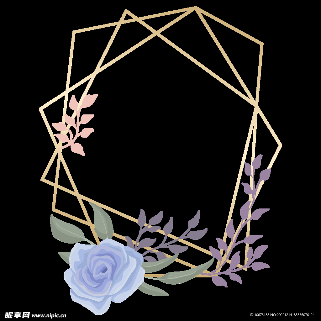 植物金色边框花环