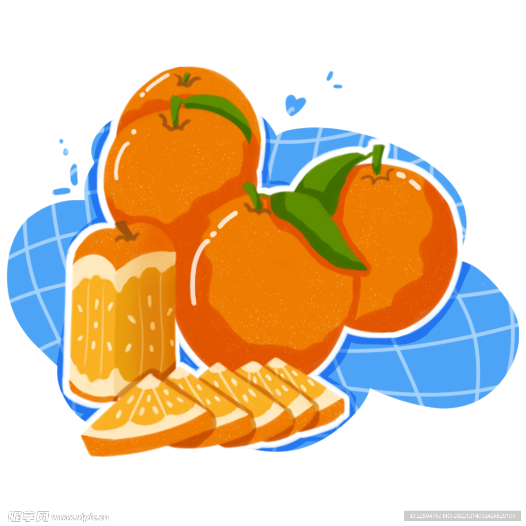手绘插画橙子
