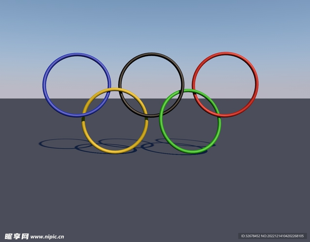 奥运五环 彩色 五个影子 