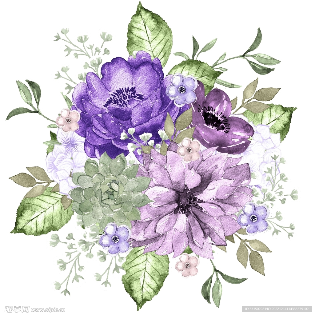 数码印花手绘花 