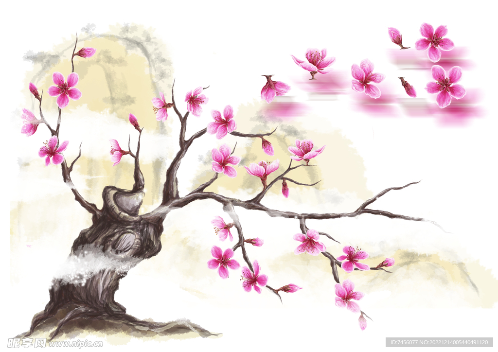 唯美紫色花卉树psd素材