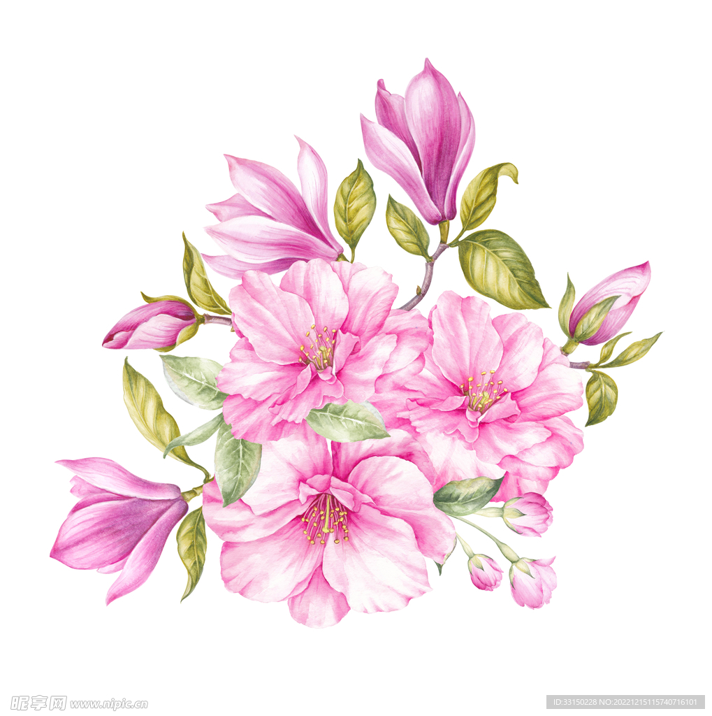  数码印花水彩花