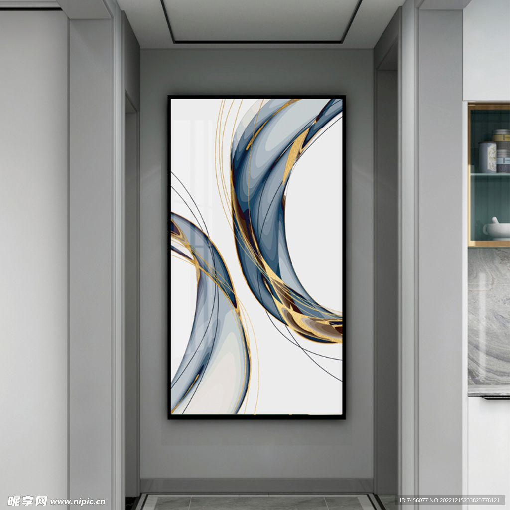 水墨线条水彩玄关装饰画