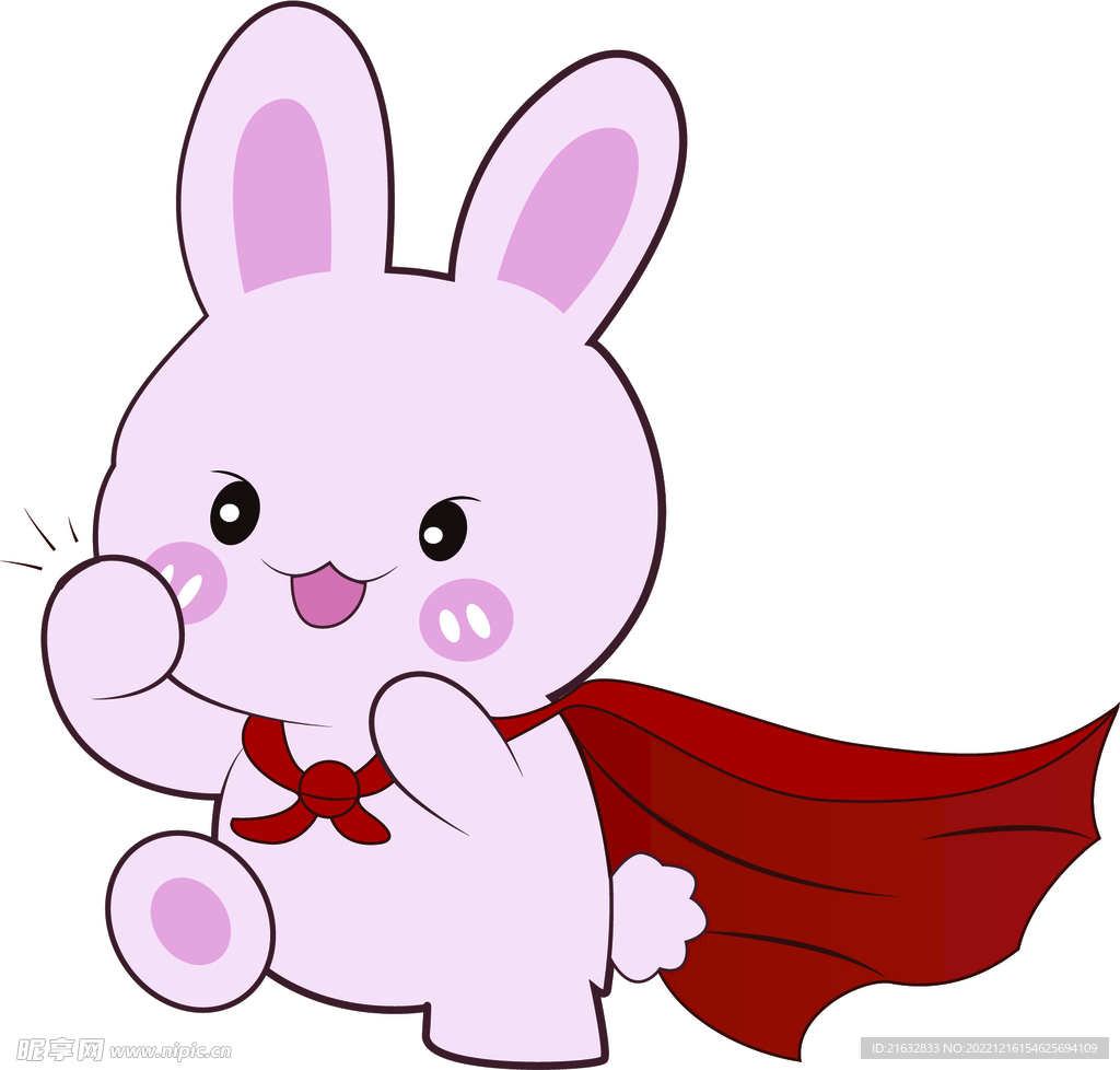 可爱卡通手绘粉色插画萌兔子超人