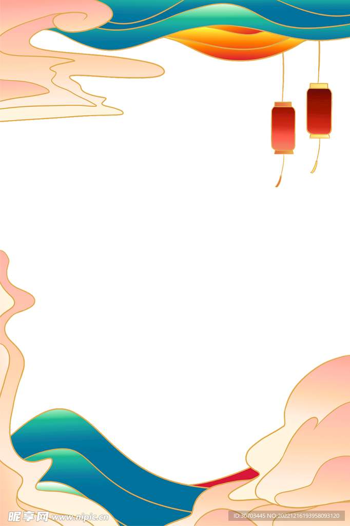 灯笼和绿色的山