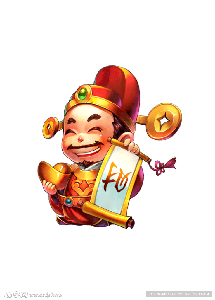 财神爷和红色帽子