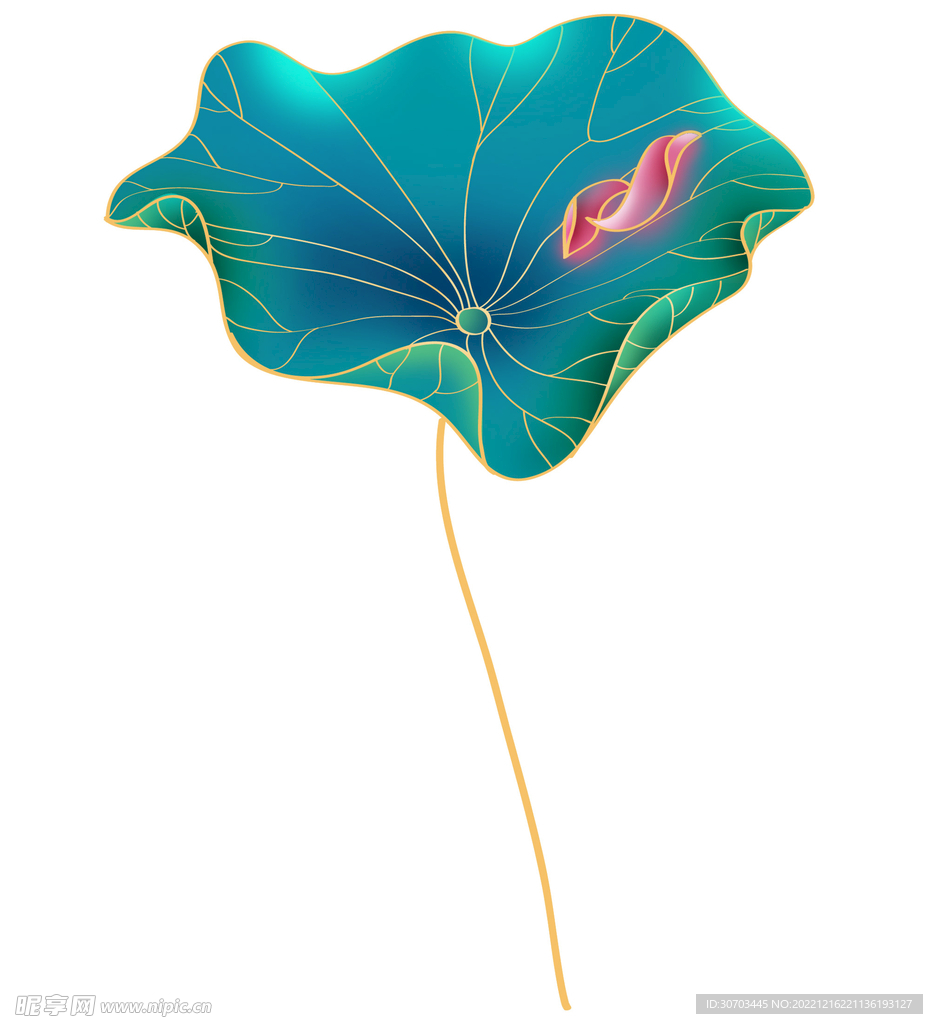 蓝绿色荷花