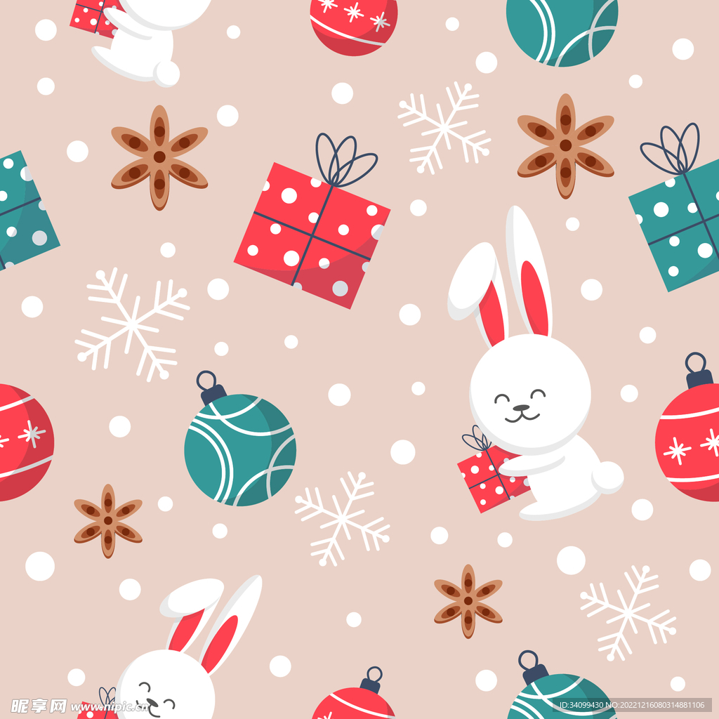 圣诞兔子图案