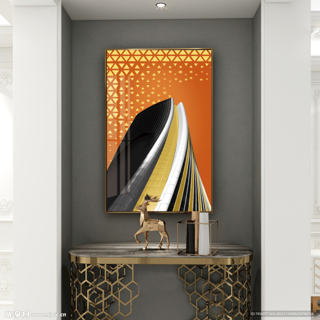 金属色块时尚挂画装饰画
