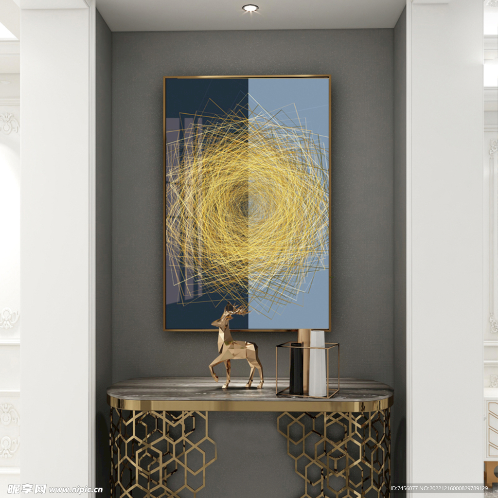 金色线条时尚艺术挂画装饰画