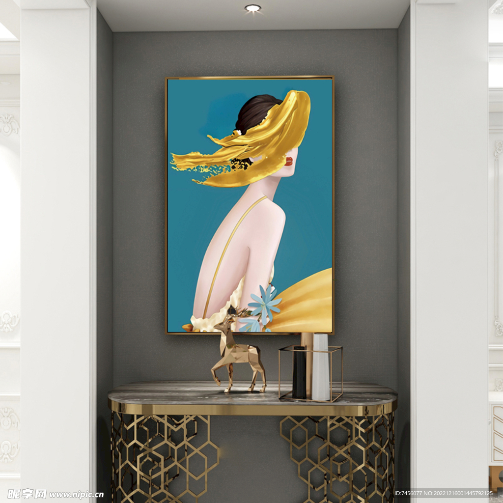 水彩美女时尚挂画装饰画