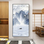 仙鹤湖畔山脉玄关挂画装饰画