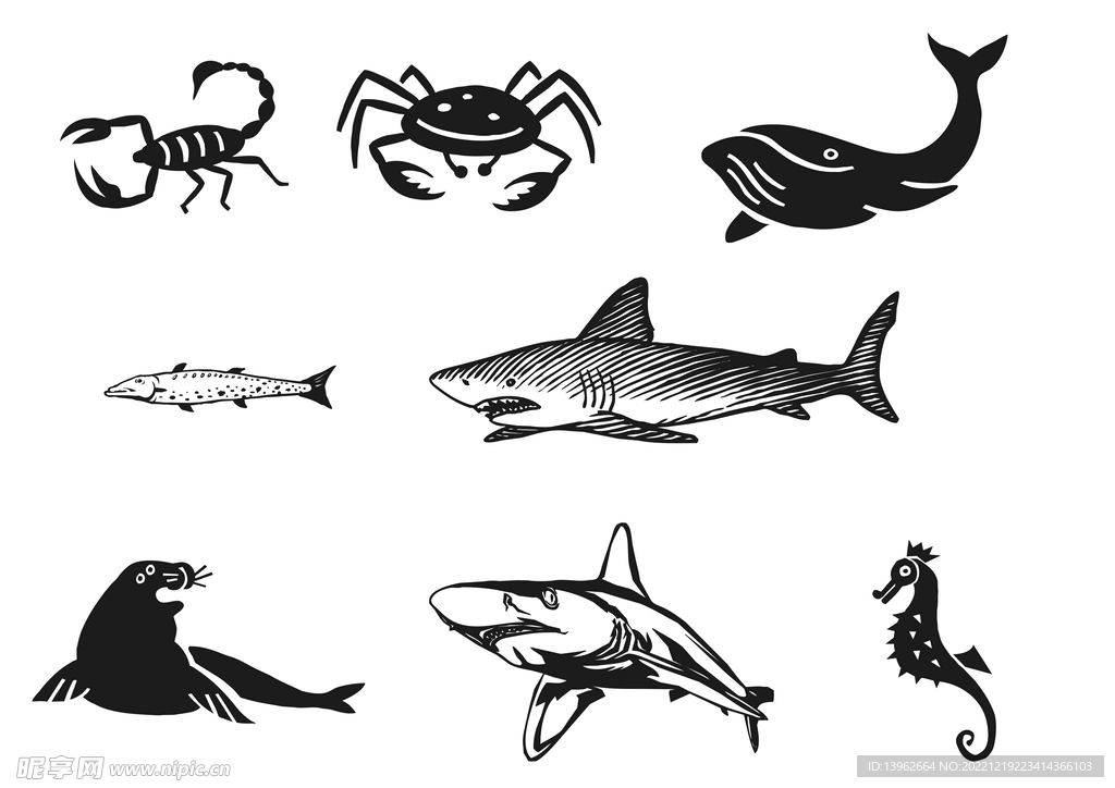 海底动物图标素材