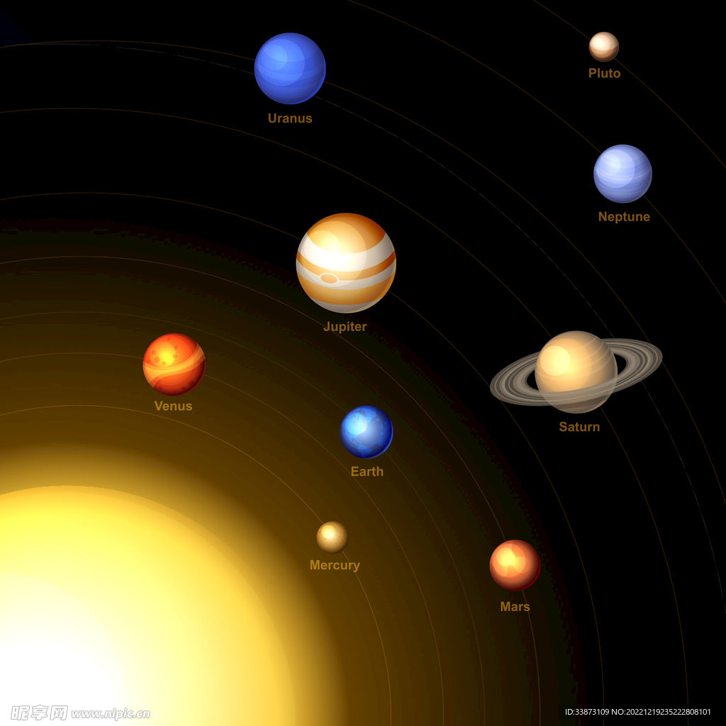 太阳系九大行星矢量图图片_其他_其他-图行天下素材网