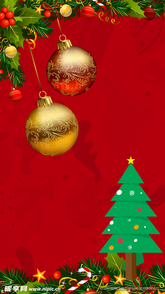 红色圣诞节圣诞铃铛海报素材