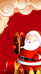 红色圣诞节圣诞老人海报背景