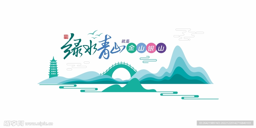 绿水青山就是金山银山文化墙