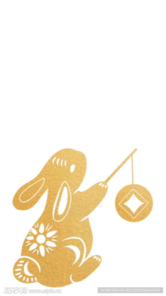 金兔打灯笼PNG素材