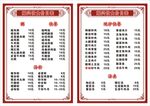 饮食价目表