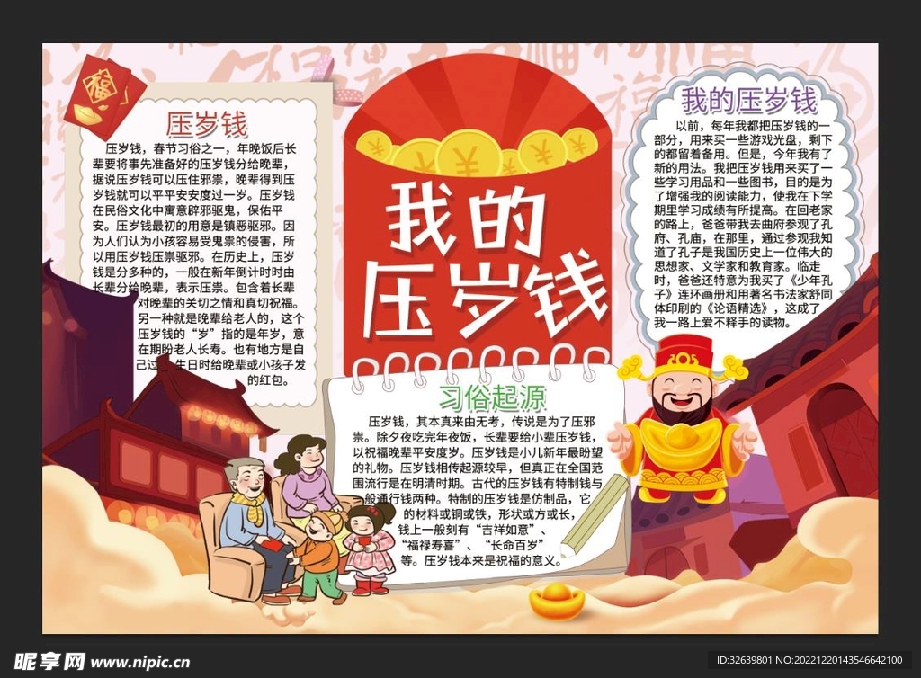 压岁钱手抄报
