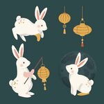 中秋节兔子灯笼月亮素材