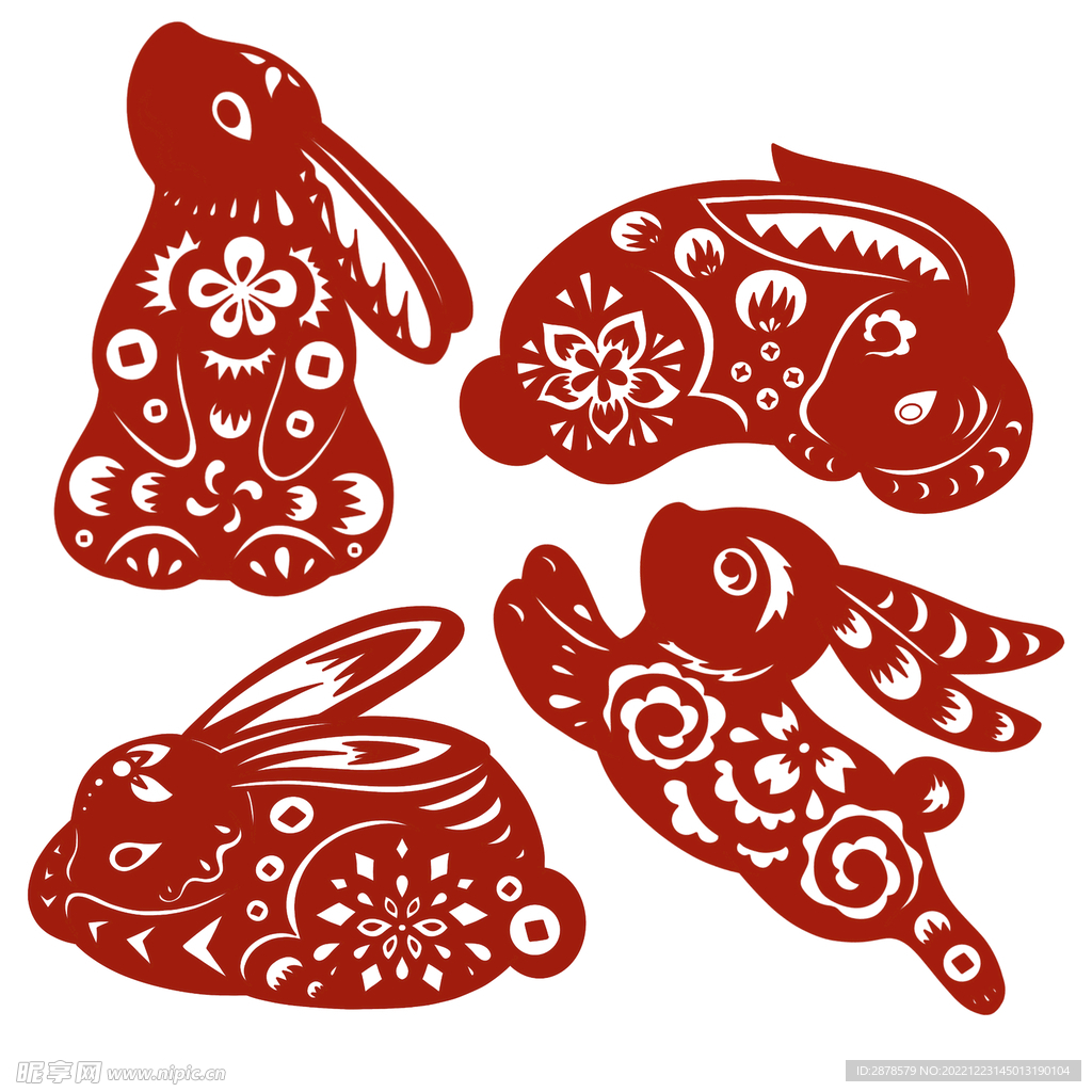 兔年插画 剪纸插画