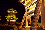 中式建筑庭阁夜景