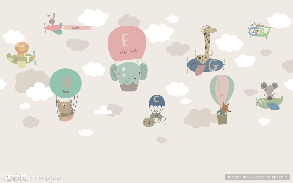 卡通动物背景墙