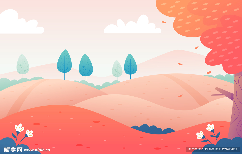 扁平秋天风景