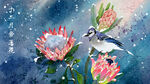 花鸟水墨海报