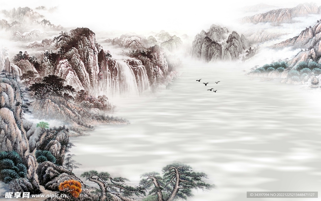 中式山水背景