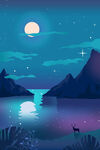 山水插画海报