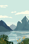 山水插画海报