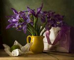 紫色花花瓶静物素描水彩参考图