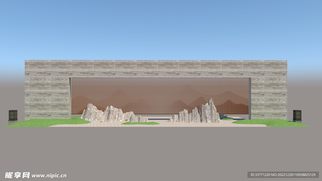 公园假山围墙模型