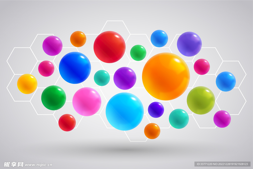 彩色球体分子