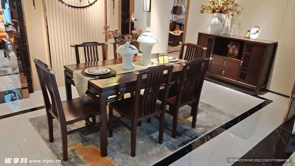 新中式餐厅餐桌椅家具