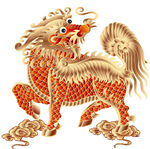 金色吉祥浮雕狮子 