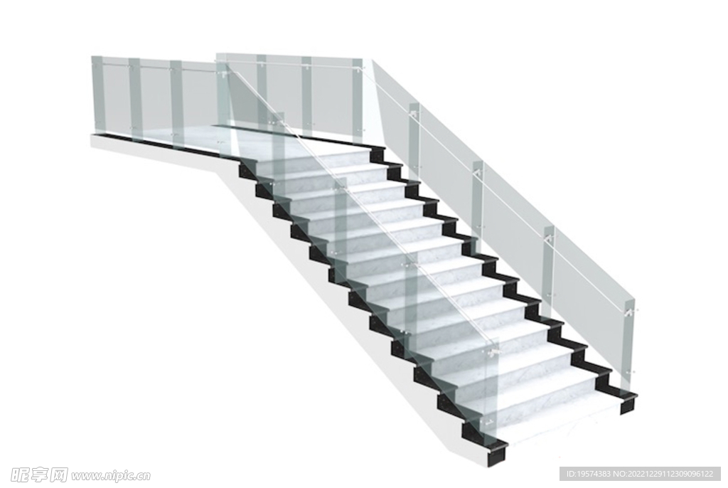 C4D模型玻璃楼梯