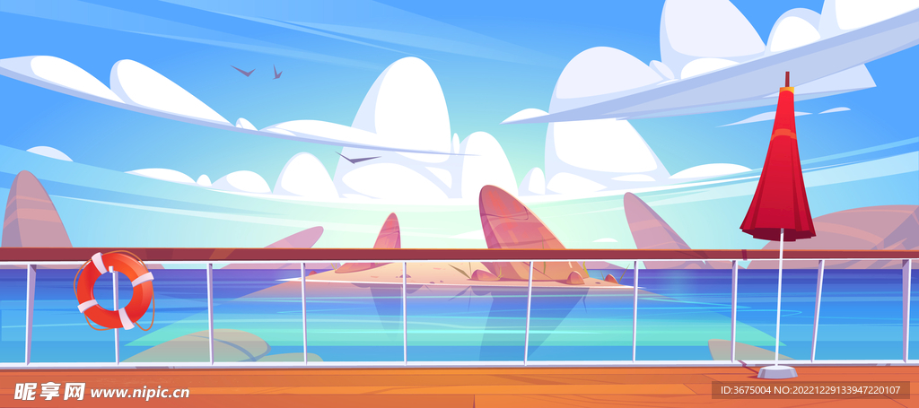 海边风景矢量插画