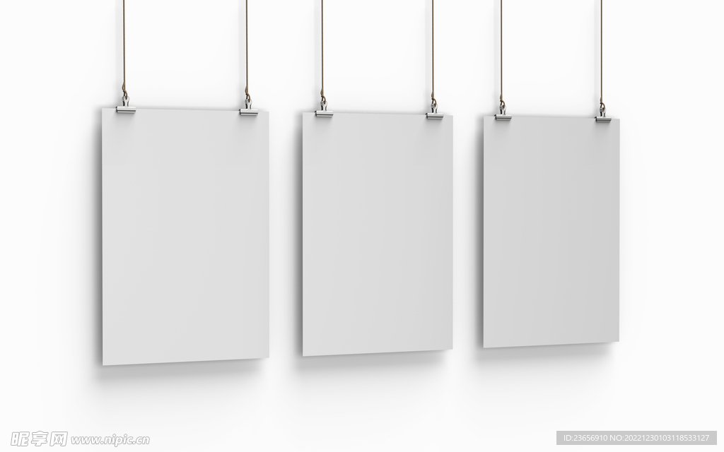 商务简约墙上挂纸海报样机 