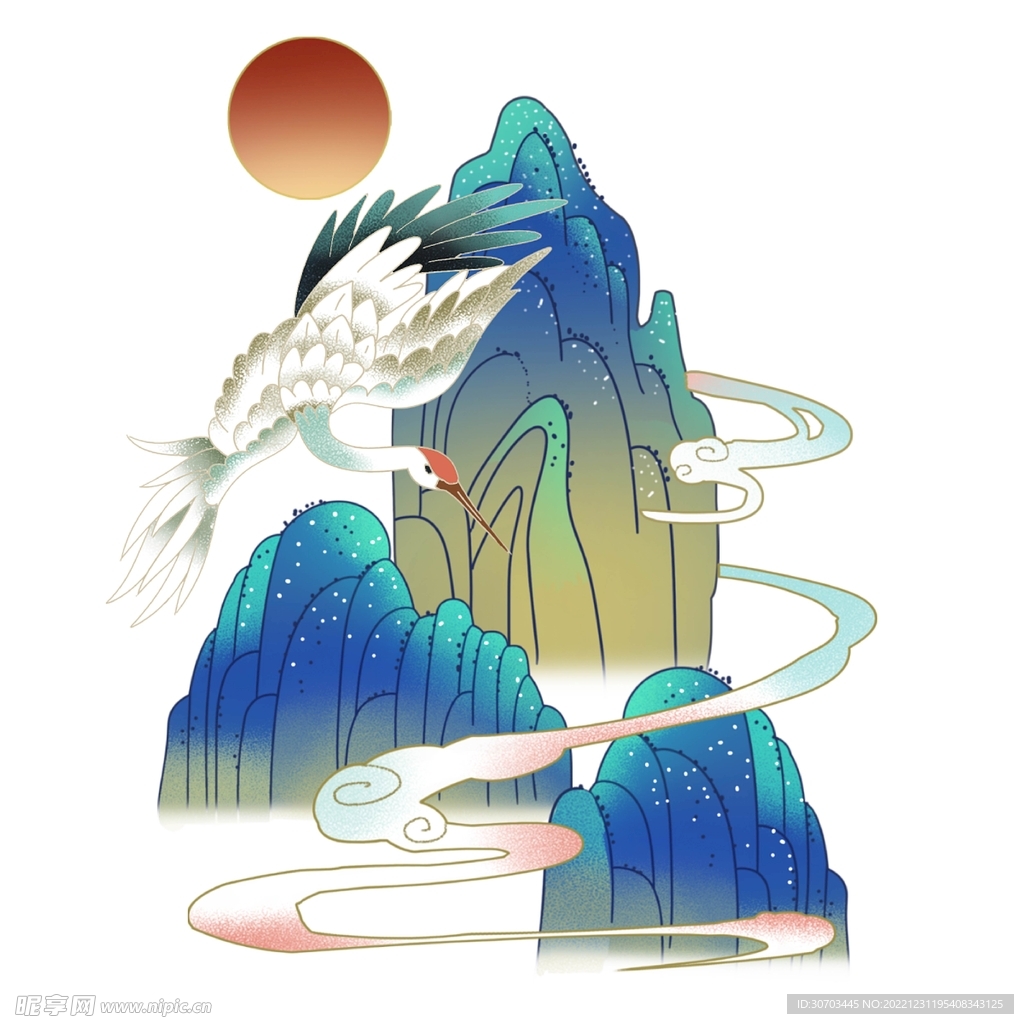 蓝山和仙鹤