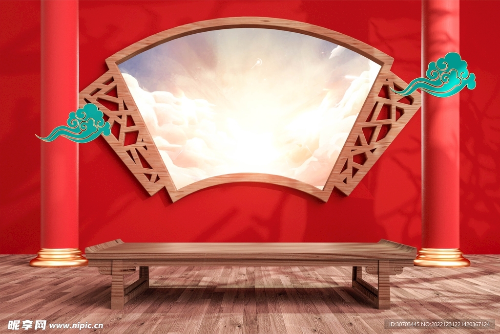 桌子和红色背景