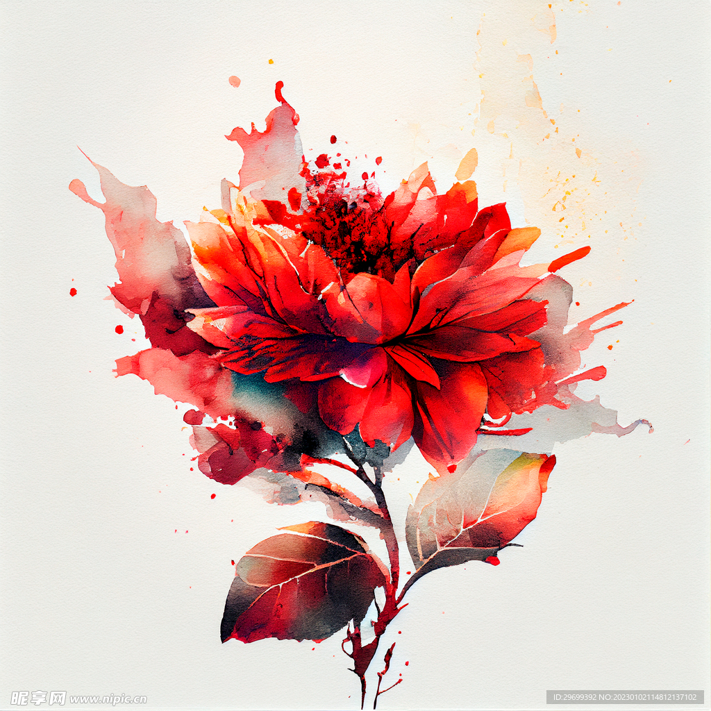 水彩花