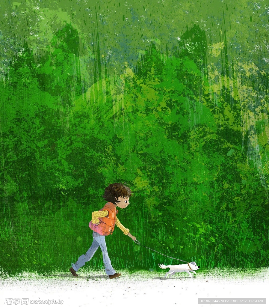 小孩和树叶