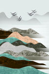 山水插画海报