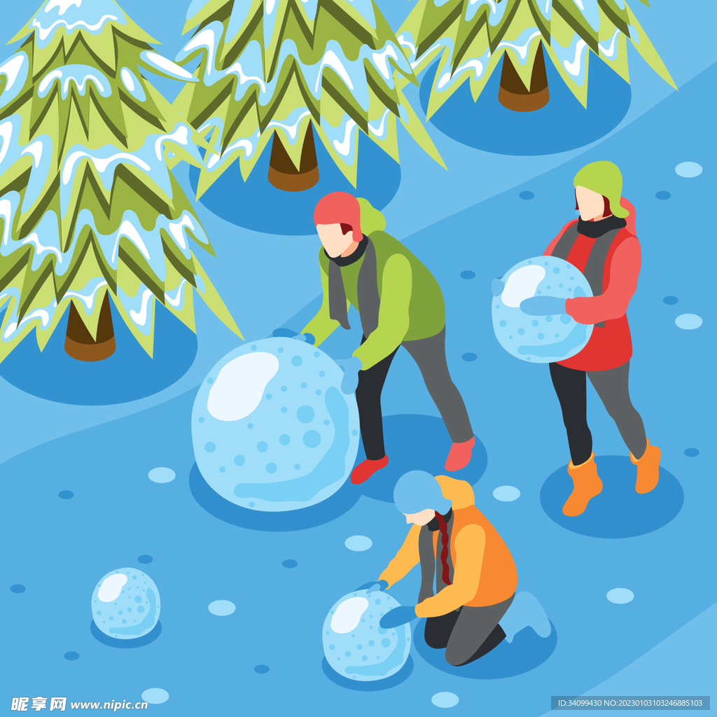 冬季滚雪球卡通背景海报素材设计图__图片素材_其他_设计图库_昵图网nipic.com